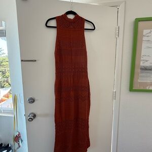 Anthropologie Elegant Rust Sleeveless Knit Dress